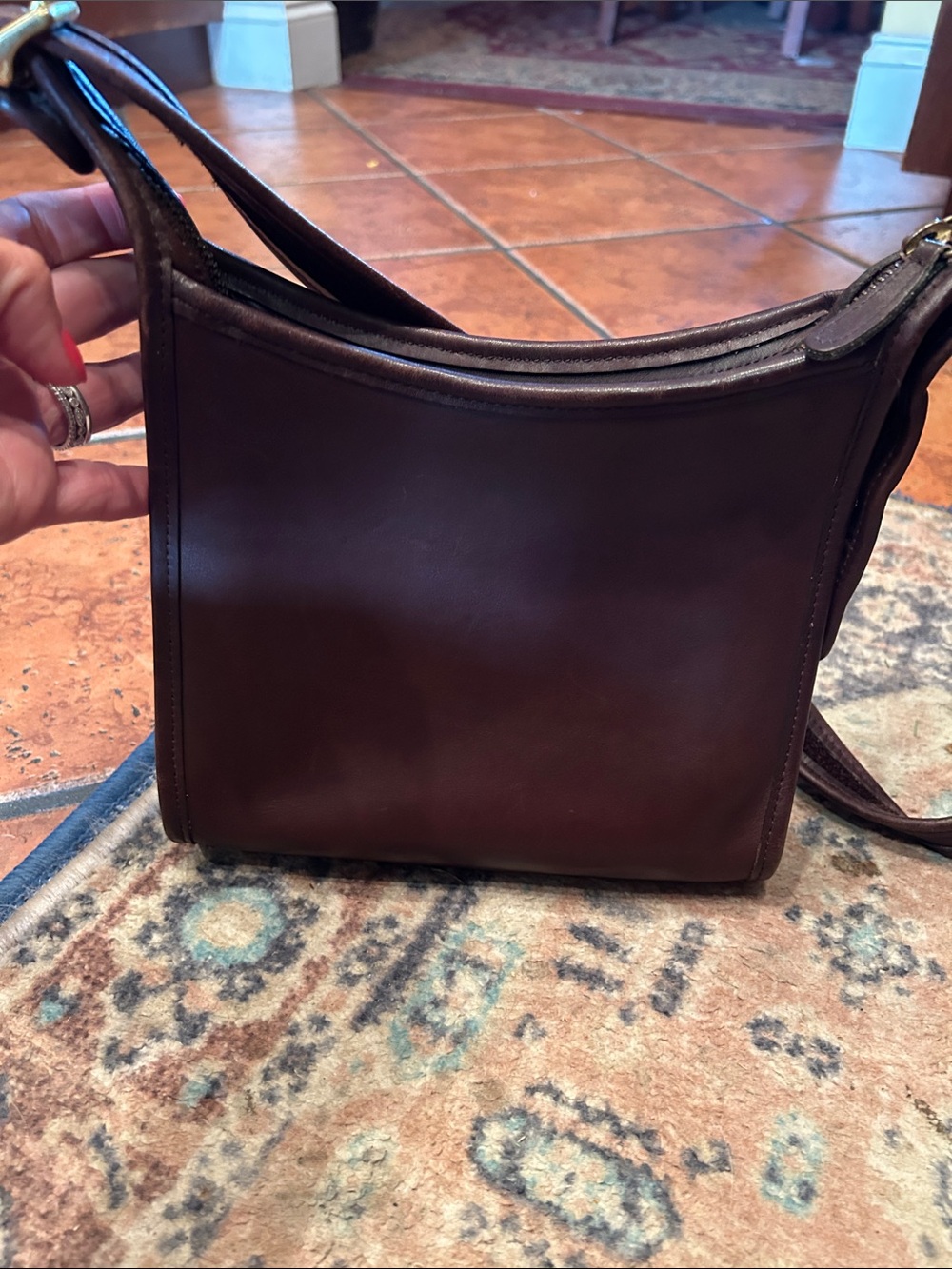 Coach Dark Brown Leather Crossbody with Brass Accents - Picture 2 of 15